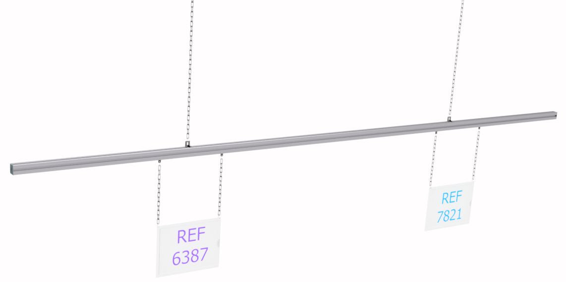 rail-aluminium-suspendu-l-3000-mm-fixation-par-chaines-avec-3-prodoc-suspendu-a4-blanc
