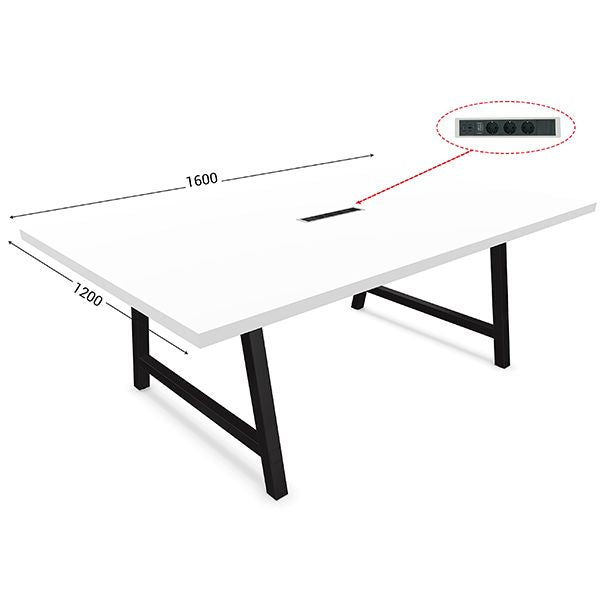 table-de-reunion-l-1600-x-p-1200-mm-plateau-blanc-avec-pietement-noir