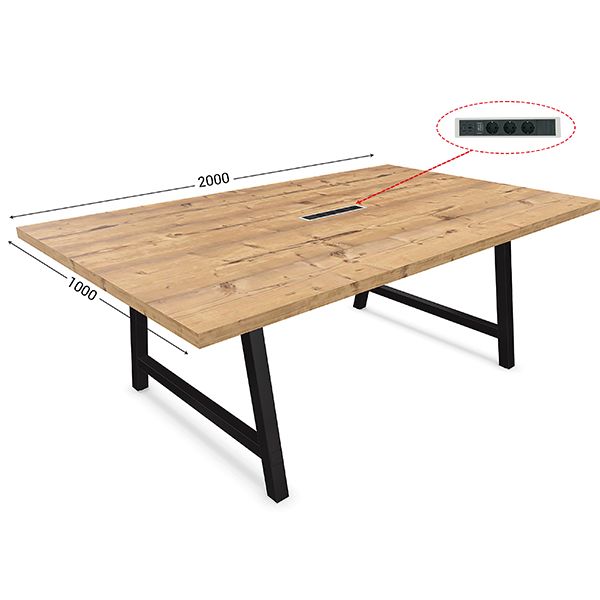 table-de-reunion-l-2000-x-p-1000-mm-plateau-timber-avec-pietement-noir
