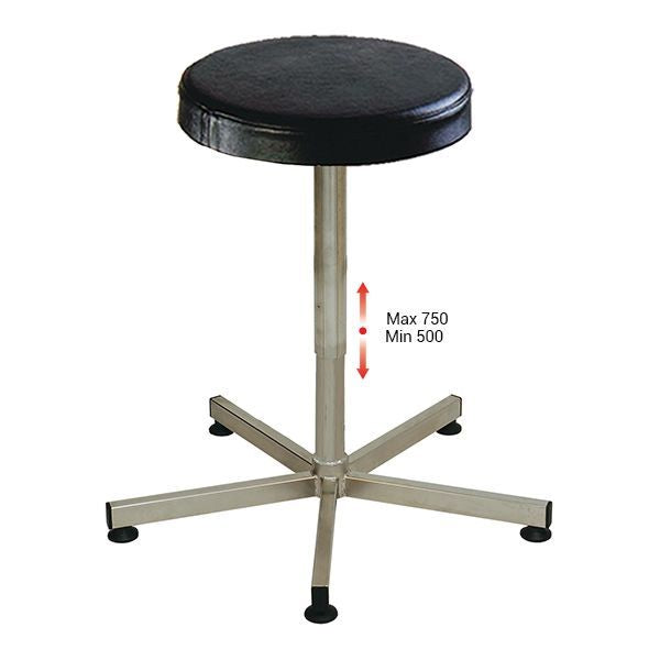 tabouret-datelier-inox-h-500-750-mm-assise-en-polyurethane-noir-sur-patins